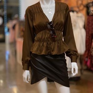 Vegan Leather Ruched Mini Skirt